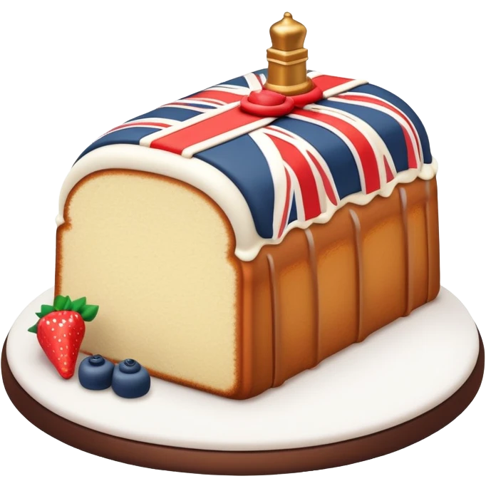 A delicious pound cake with London-inspired decorations emoji