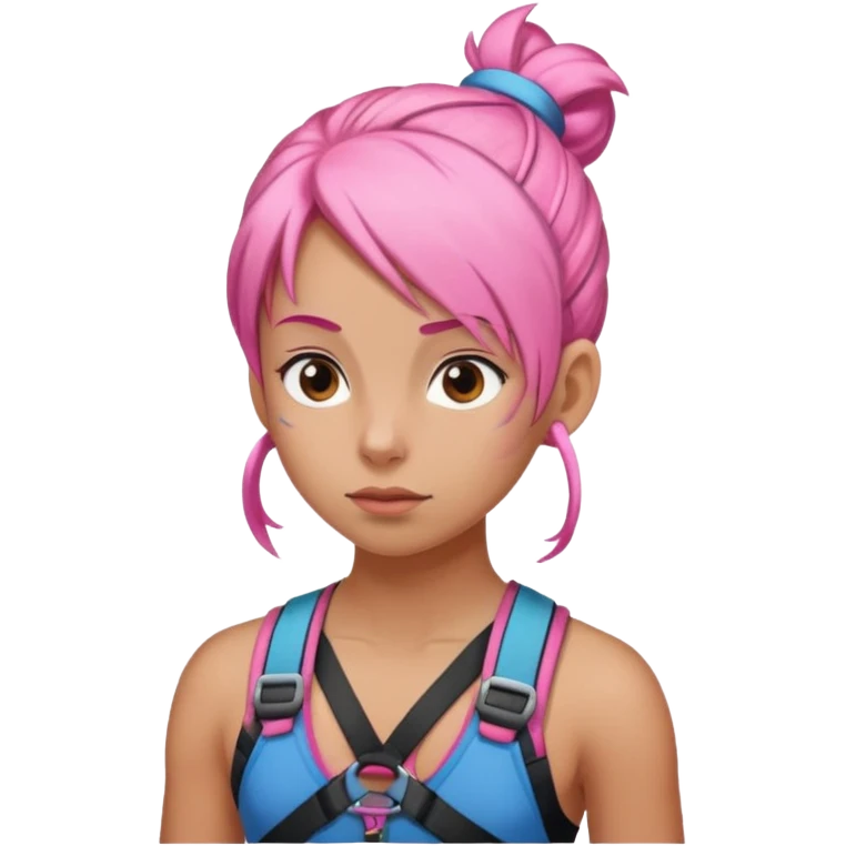 climber girl with pink bun hair emoji