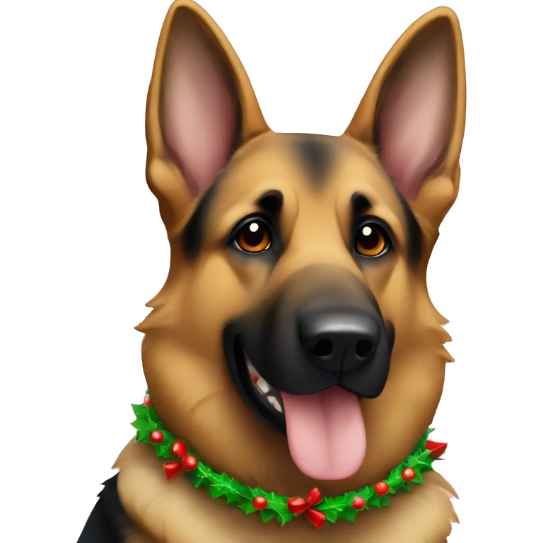 German shepherd wearing Christmas collar emoji