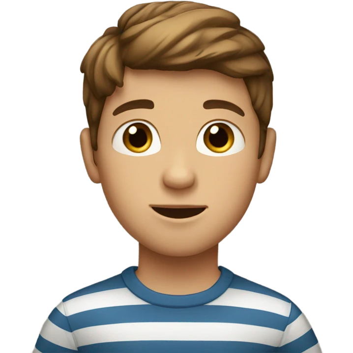 brown haired boy in stripes emoji
