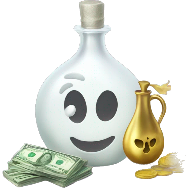 White Magical whit potion and a bag of money emoji