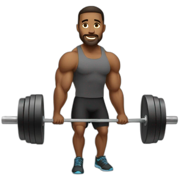 Fit 40 year old man weight lifting  emoji
