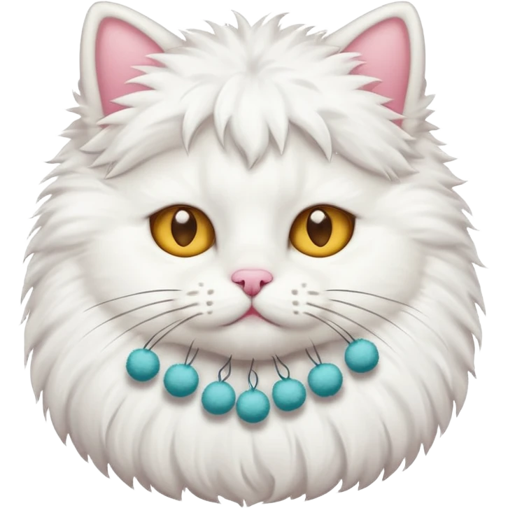cheerleading white cat with pom pom emoji