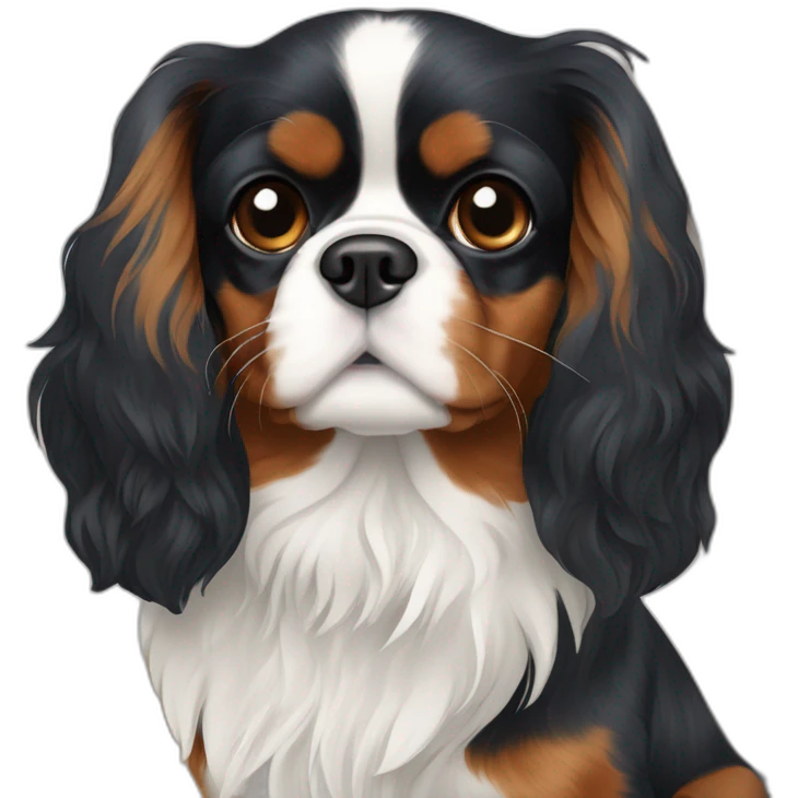 king charles cavalier tricolor (noir,blan , roux) emoji
