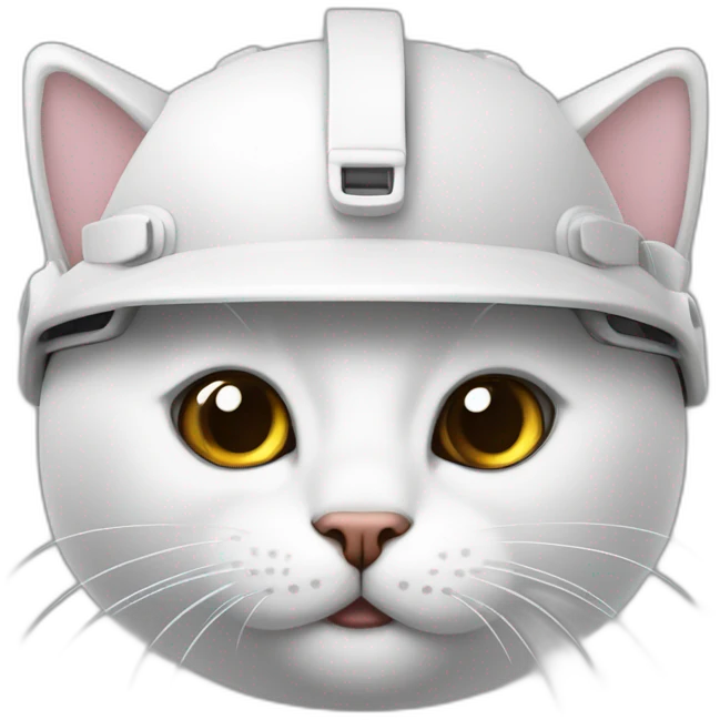 Gato blanco con casco mobero emoji