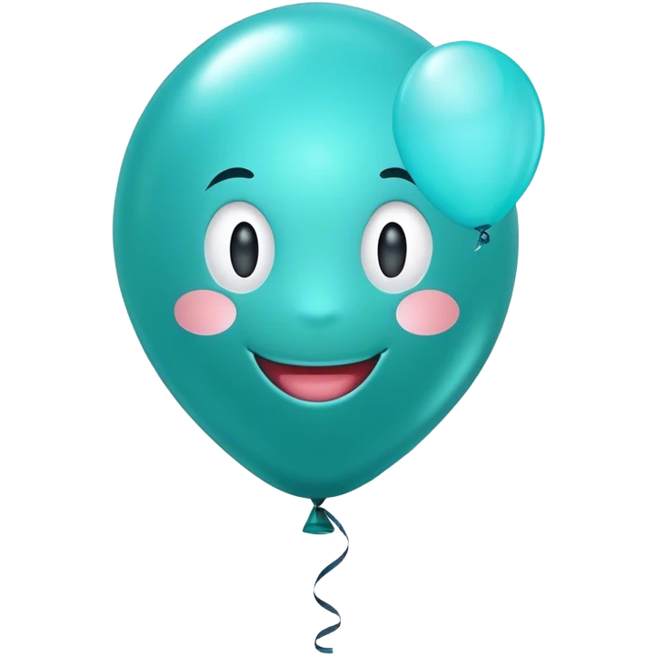Teal ballon with face emoji