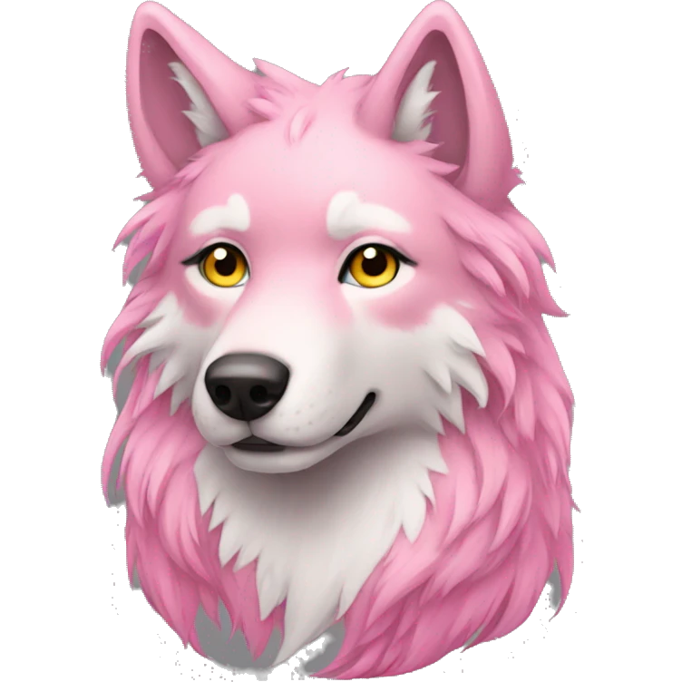 furry pink wolf long hair  emoji