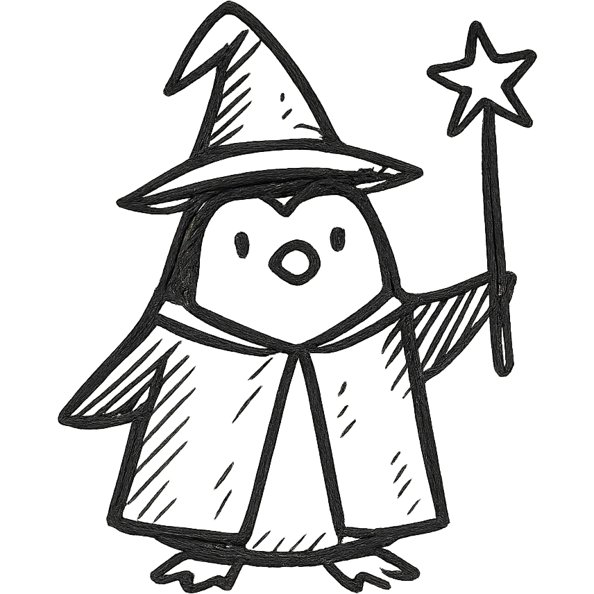 A penguin wizard emoji