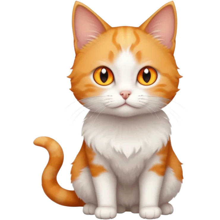full body tiny short hair ginger and white cat with orange eyes  emoji