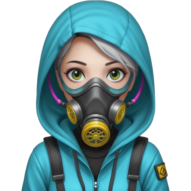 cyberpunk gasmask girl programmer emoji