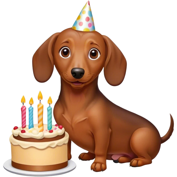 dachshund eating brithday cake emoji