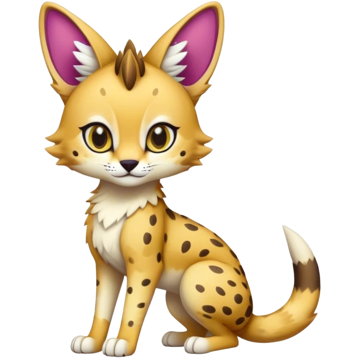 Cute Kawaii Epic Colorful Sergal-Serval-Vernid full body emoji