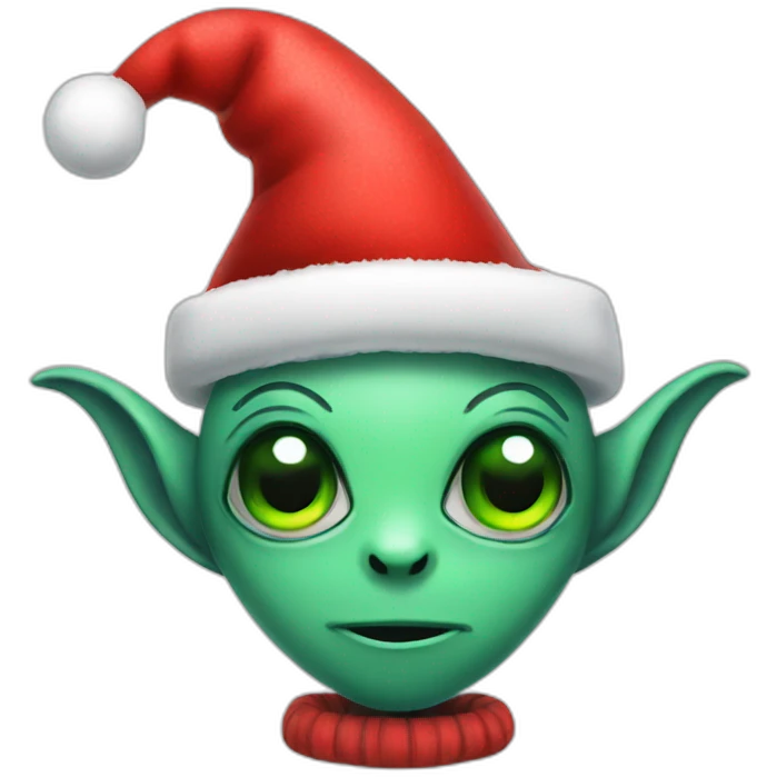 Alien with Christmas hat emoji