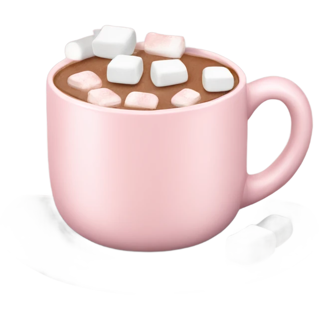 Light Pink mug of hot chocolate with marshmallows  emoji