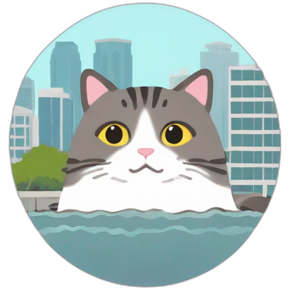 Columbia center Seattle with Pusheen emoji