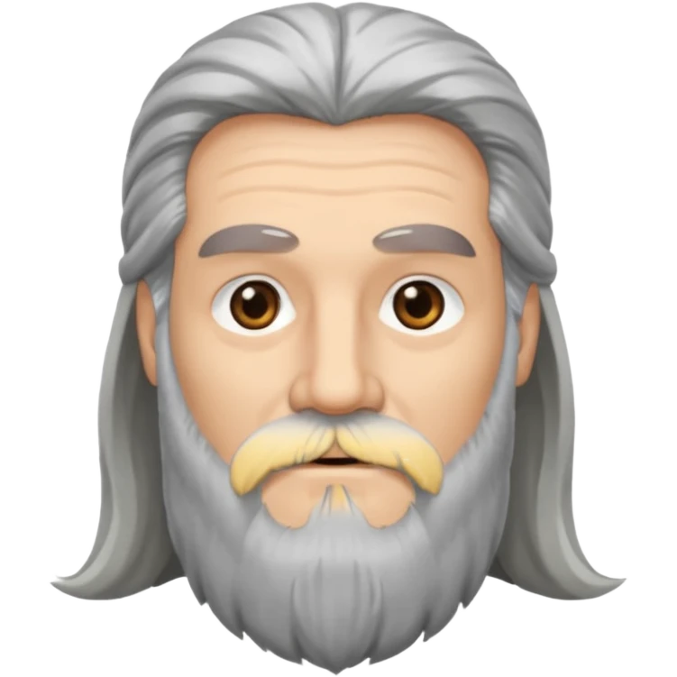 A man with grey long hair, black eyes and long grey beard emoji