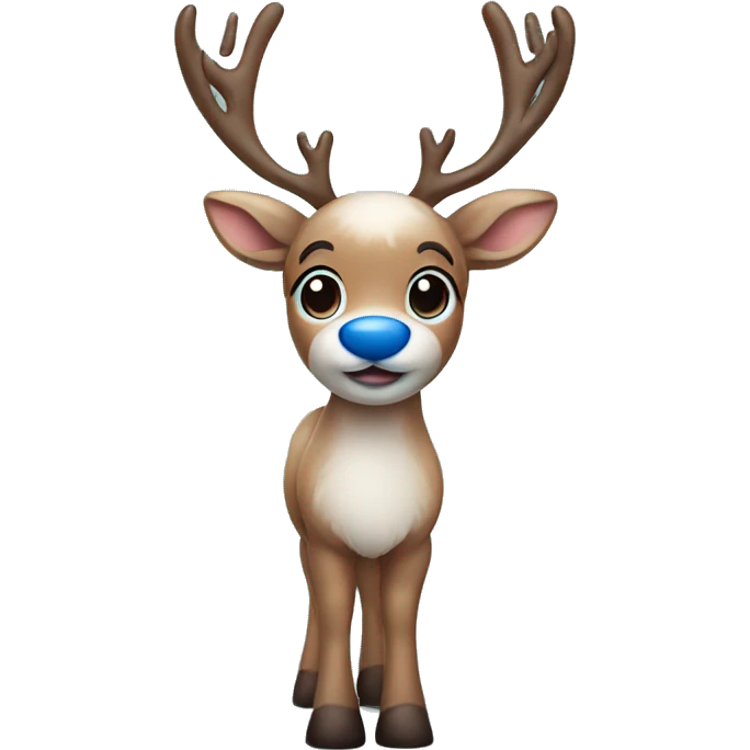 Cute reindeer with a blue nose  emoji