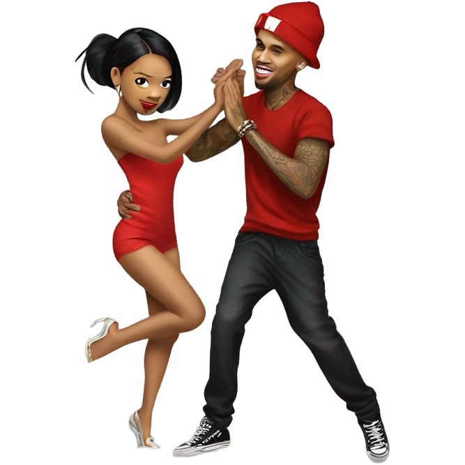 Hyper Realistic Chris Brown dancing with Karruche Tran emoji