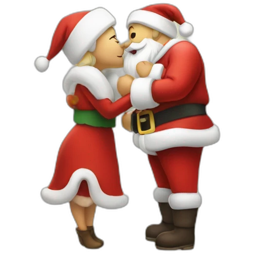 full body santa and mrs. claus kiss hug emoji