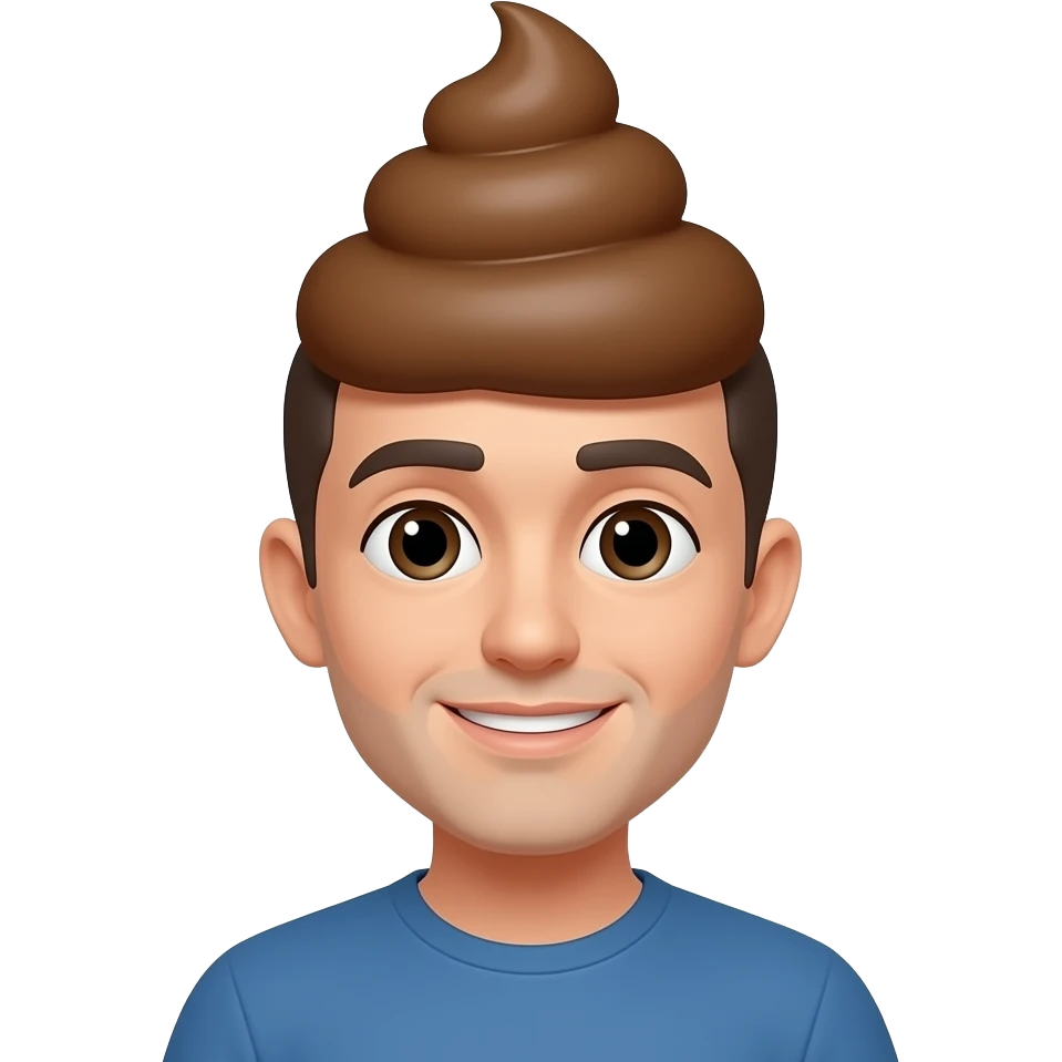 Человек с какашкой на голове emoji