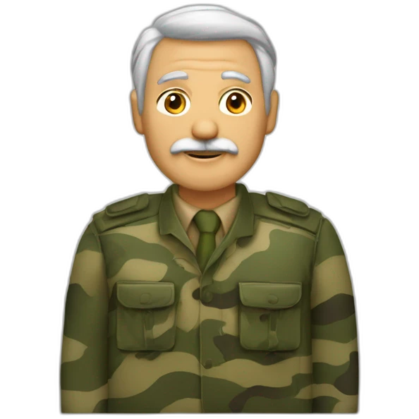 Hombre viejo pelo largo y con traje de camuflaje de hojas del ark emoji