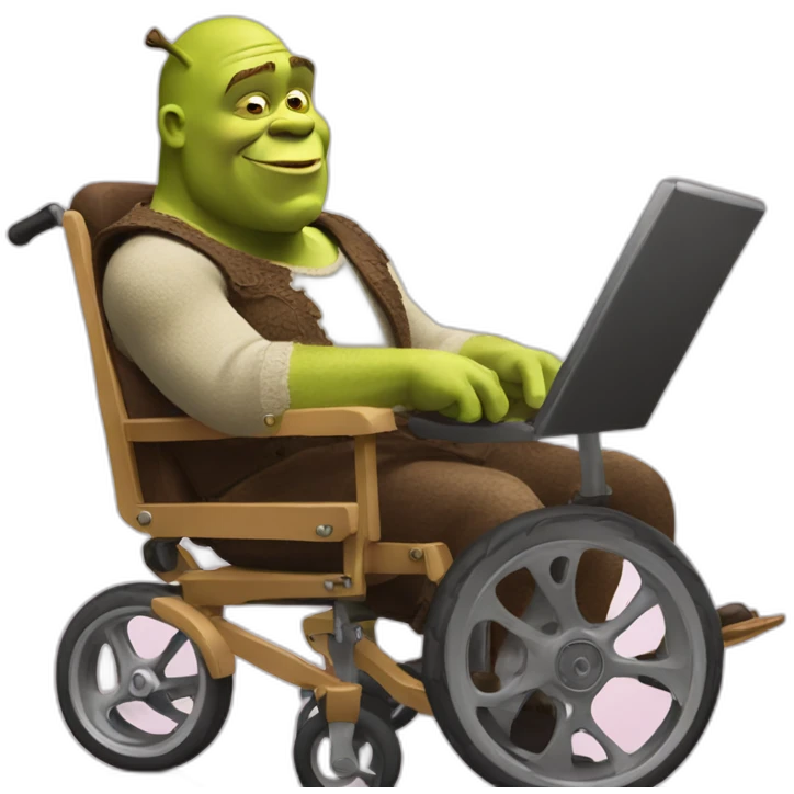 shrek on wheel chair emoji