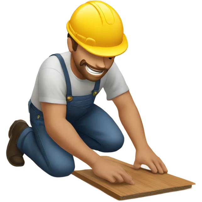 A man installing a hardwood floor emoji