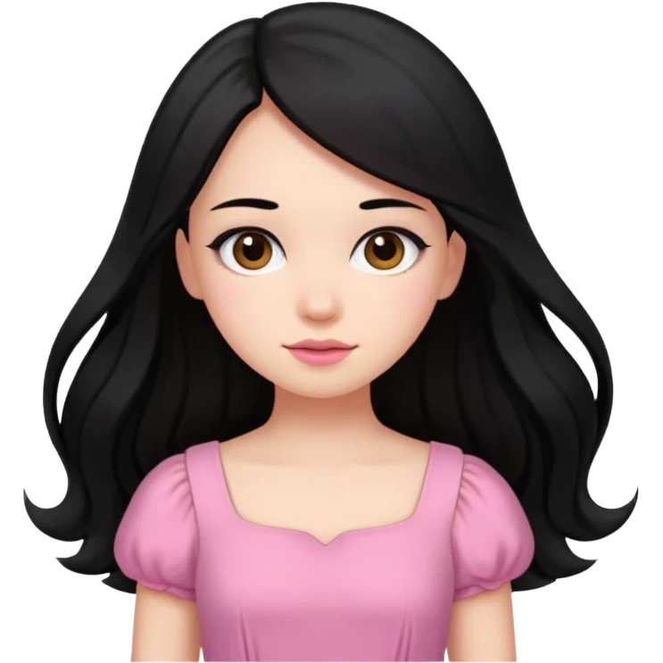 Long black hair girl wearing a dress being a girly girl  emoji