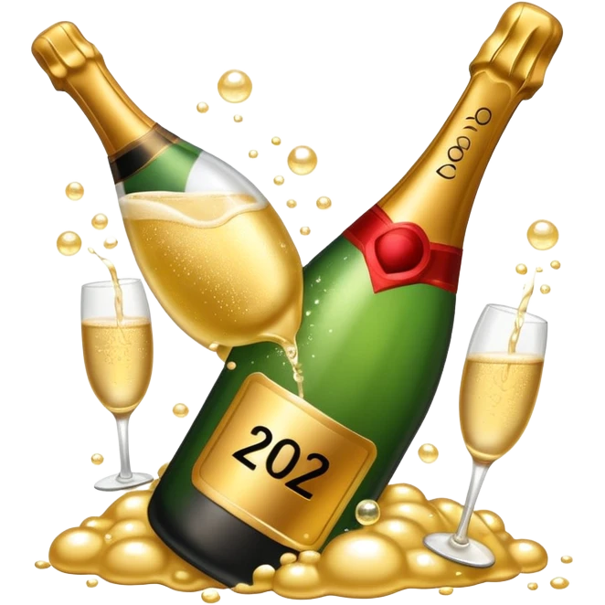the number 2026 with champagne emoji