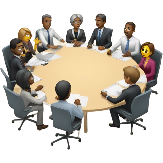 men and women work meeting at a table emoji