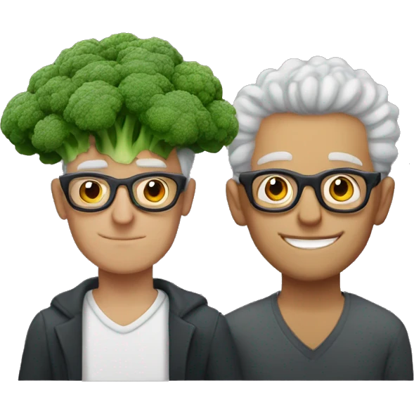 man in his 20s with broccoli hair and glasses in love with an aged man emoji