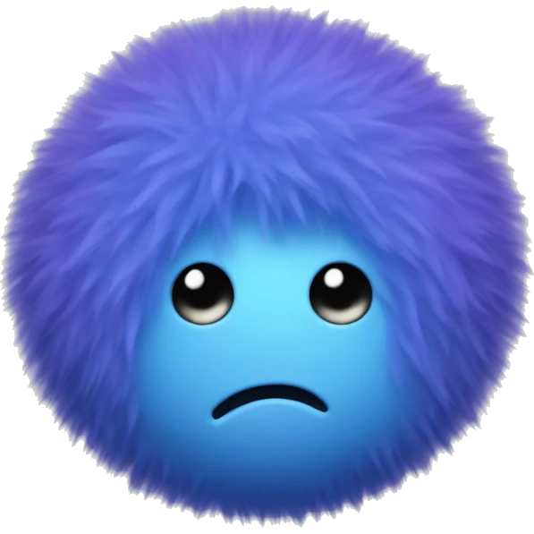 blue fluffy ball with purple polka dots emoji