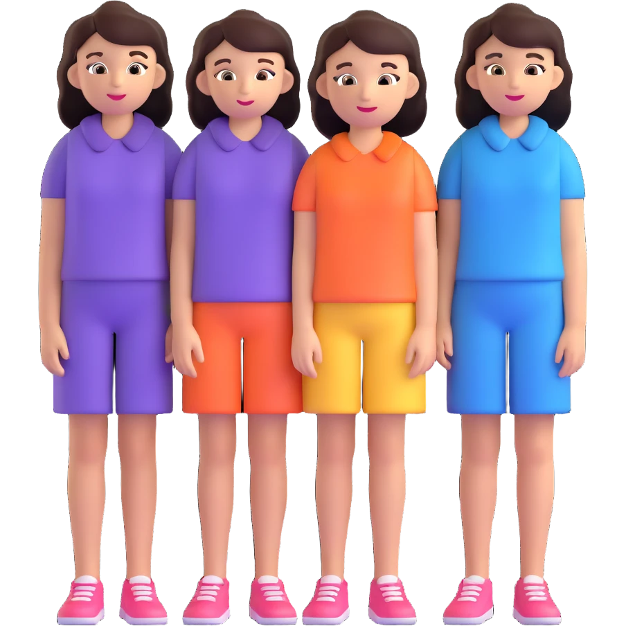 3 girls standing in a group emoji