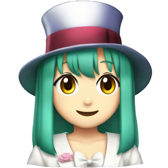 Rika Furude from Higurashi with top hat emoji