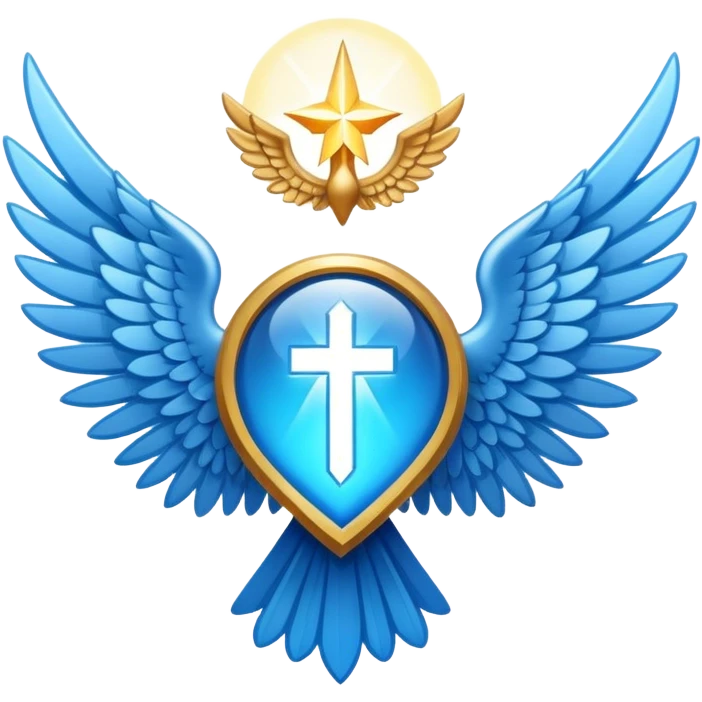 small wings emblem holy light blue emoji