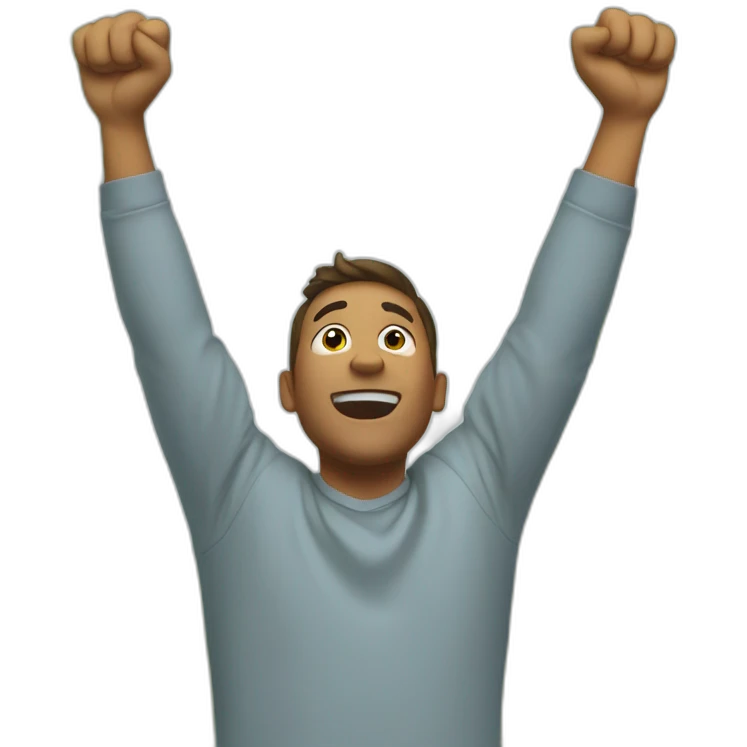 excited man with arms raised above head emoji