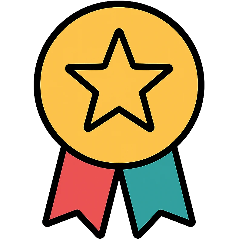 vector icon of a top review with gold and colorful elements, elegant and minimalist flat design, isolated on white background, award badge style, 2D flat vector, trending icon look, soft shadows, no text, perfect for commercial use, icon style, variation 1 emoji
