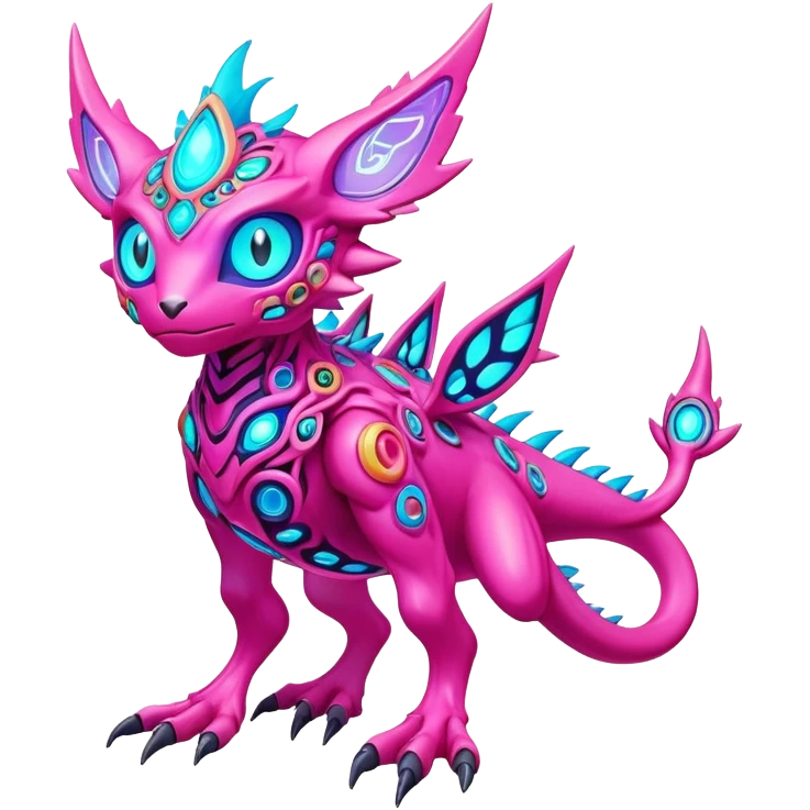 colorful neon-colored Fakémon-Digimon-Fionbri-Trico-creature (full body) emoji