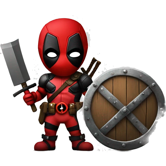Deadpool holding Viking shield emoji