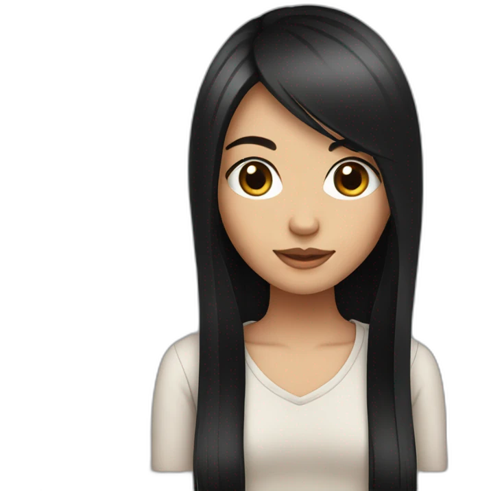 cute girl with black long straight hair emoji