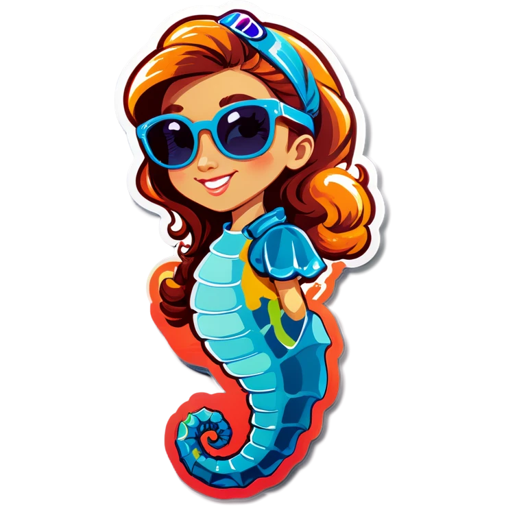 Girl seahorse with sunglasses  emoji