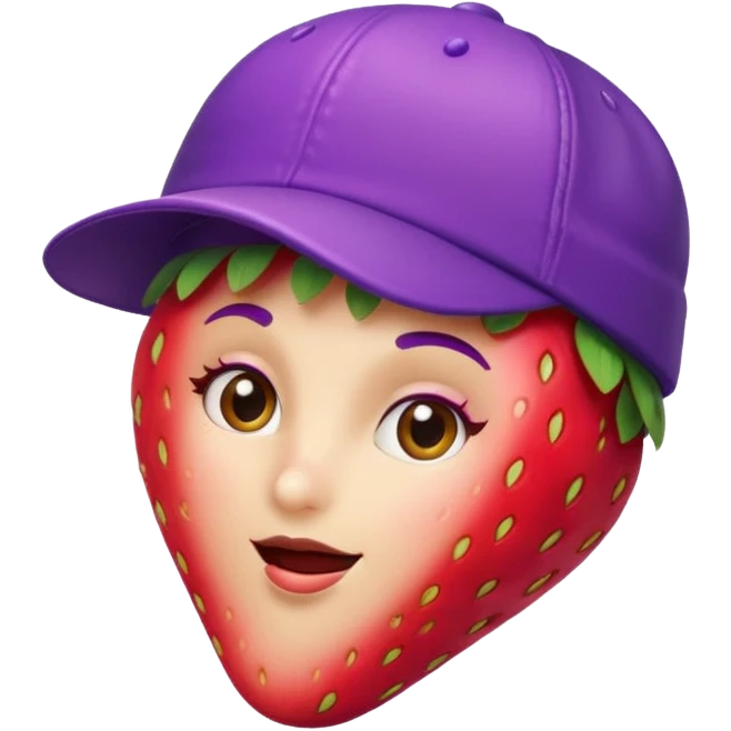  strawberry wearing purple cap, with cap emoji