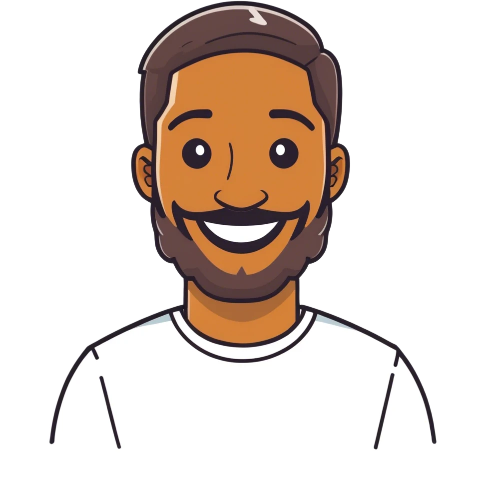 smiling brown guy with beard emoji