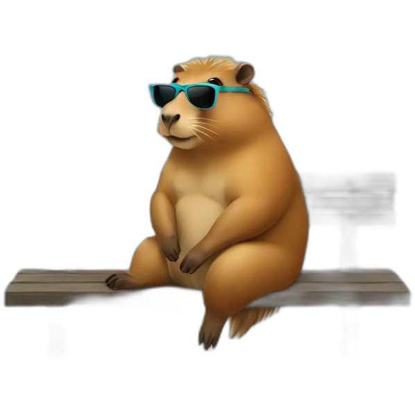 Capybara wearing sunglasses and sitting on a bench emoji