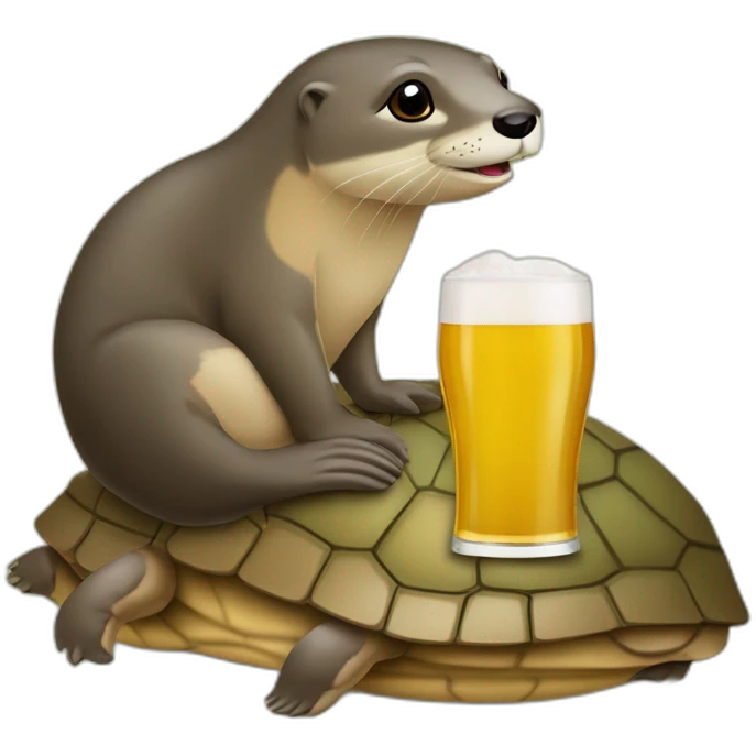 Loutre sur une tortue qui boit un bière emoji