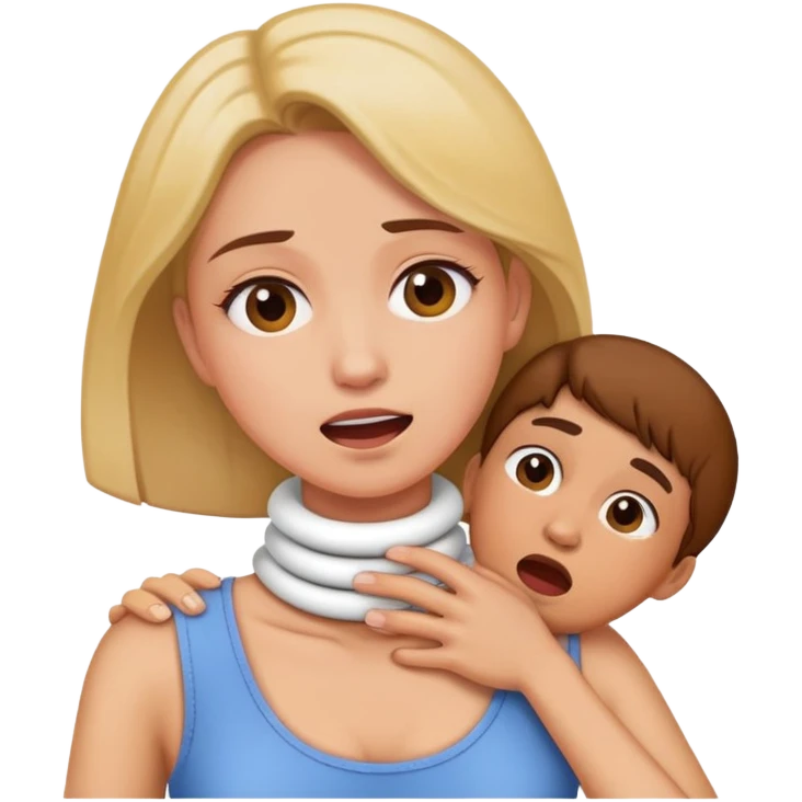 Woman holding neck while fake choking emoji
