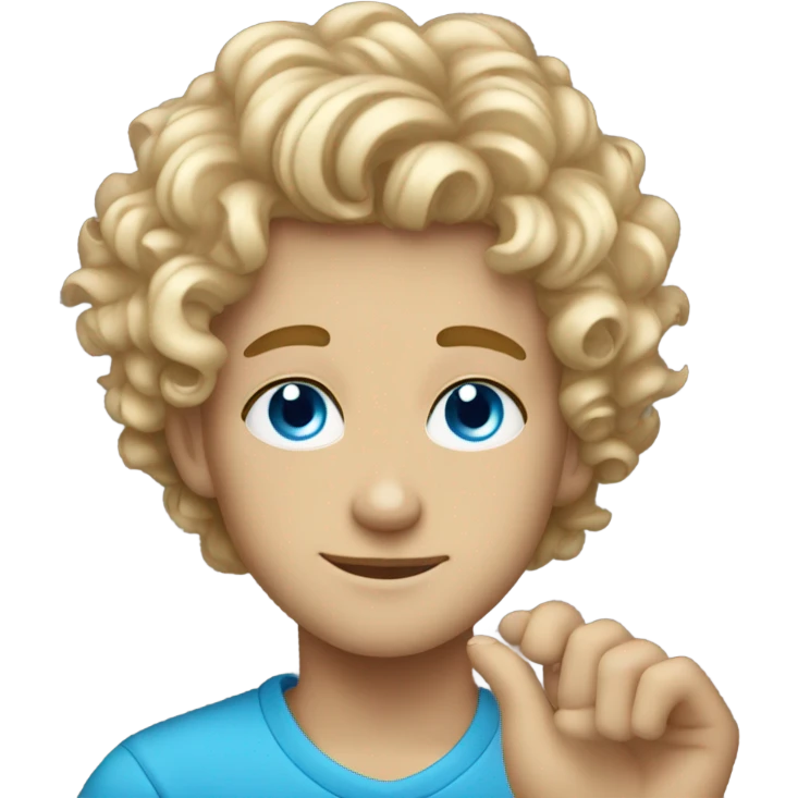 blonde boy with curly hair and blue eyes and diamond stud ear piercings  emoji
