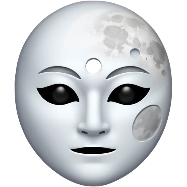 blank white no-mouth-hole masculine mask moon crescent hole  on forehead  emoji
