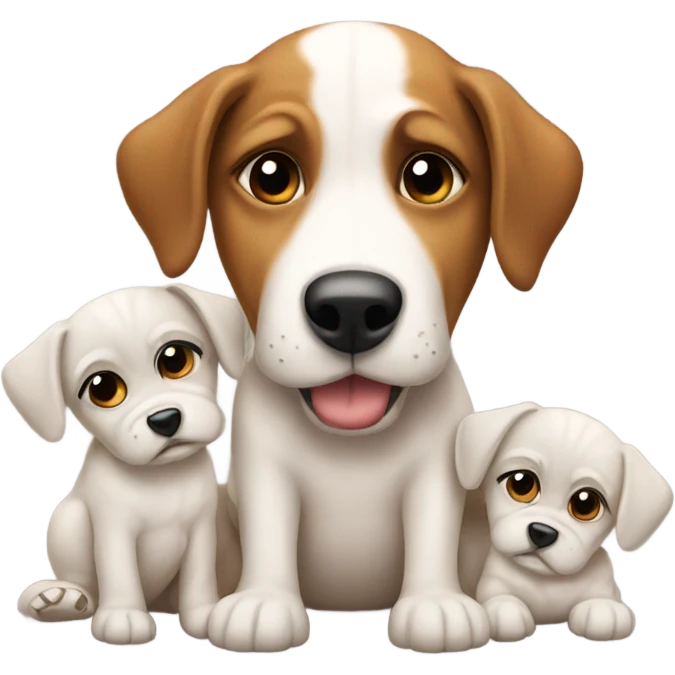 Broke dog with puppies emoji