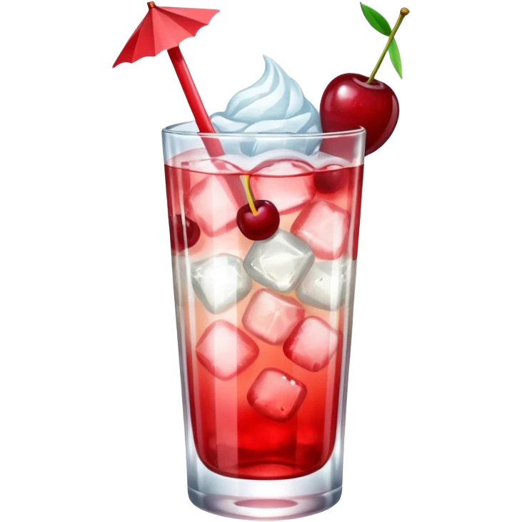 Japanese cream soda on a glass with ice cherry on top emoji